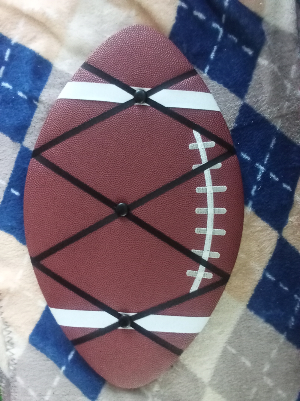 Source Unknown Brown & White Football Wall Organizer